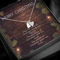 Hand Stamped Letter Charm Necklace, Personalized Heart Initial Necklace, 18k Gold Finish Pendant Necklace, Christmas Present for Her