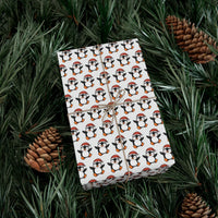 Festive Winter Penguin Gift Wrap, Santa Hat Penguin Wrapping Paper, Christmas Penguin Wrapping Paper, Adorable Kids Holiday Gift Wrap