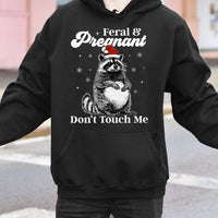 Humorous Christmas Raccoon Sweatshirt, Feral and Pregnant Hoodie, Trash Panda Maternity Pullover, Holiday Humor Hoodie, Mom Present