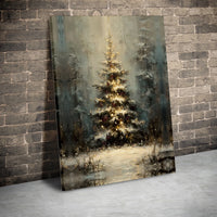Impressionist Snowy Winter Forest Print, Christmas Tree Canvas Wall Art, Holiday Landscape Poster, Digital Download