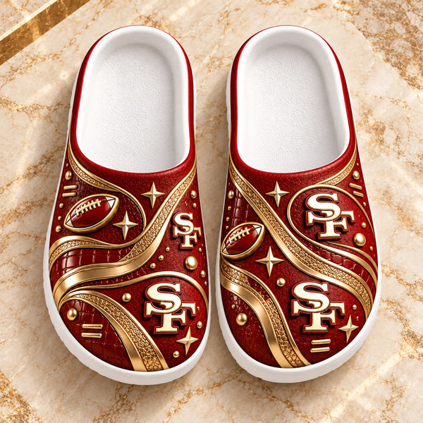 SF Gilded Scarlet - Ornamental Clog Sandal in Red and Gold - main