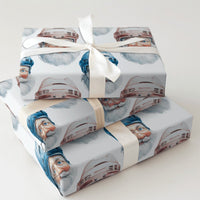Watercolor Christmas Gift Wrap, Hockey Helmet Santa Wrapping Paper, Sports Holiday Paper, Festive Present Wrapping Paper, Hockey Fan Present