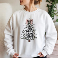 Christian Christmas Sweatshirt, Oh Come Let Us Adore Him Sweatshirt, Religious Christmas Tree Crewneck, Faith Christmas Sweater, Church Present