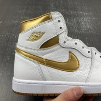 Retro High Top Sneakers, White Gold Colorway, Lace Up Design, Casual Gift for Sneaker Fans
