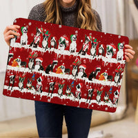 Snowflake Holiday Dog Welcome Mat, Boston Terrier Christmas Doormat, Winter Porch Door Mat, Boston Terrier Entry Rug, Xmas Present