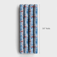 Watercolor Paddling Santa Gift Wrap, Kayaking Santa Wrapping Paper, Outdoor Sports Christmas Wrapping Paper, Festive Holiday Present Paper