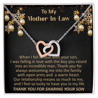 Sentimental Heart Necklace, Mother-in-Law Interlocking Hearts Necklace, Birthday Double Heart Necklace, Christmas Jewelry Present for Her