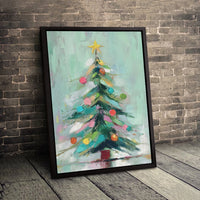 Painterly Xmas Canvas Print, Abstract Christmas Tree Canvas Art, Modern Holiday Tree Wall Art, Festive Winter Tree Canvas Decor, Xmas Present