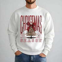 Coquette Bow Christmas Sweatshirt, Leopard Print Tree Sweatshirt, Trendy Holiday Tree Sweater, Adorable Winter Crewneck Sweatshirt, Present for Her