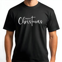 Minimalist Christian Cross Holiday Tee, Merry Christmas T-Shirt, Religious Faith Christmas Graphic Shirt, Jesus Reason for the Season Tee
