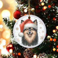 Santa Hat Finnish Lapphund Ornament, Finnish Lapphund Christmas Ornament, Finnish Lapphund Ceramic Holiday Tree Ornament, Dog Lover Present