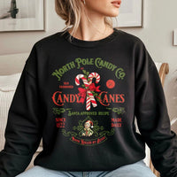 Retro Candy Cane Christmas Sweater, North Pole Candy Co Sweatshirt, Vintage Candy Cane Crewneck, Festive Holiday Candy Cane Sweatshirt