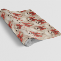 Fluffy Puppy Holiday Gift Wrap, Bichon Frise Christmas Wrapping Paper, Watercolor Dog Wrapping Paper, Adorable Dog Lover Xmas Paper Roll