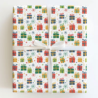Colorful Gift Boxes Wrapping Paper, Christmas Present Wrapping Paper, Festive Starburst Holiday Gift Wrap, Bright Christmas Paper Roll