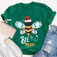 Santa Hat Honeybee Shirt, Bee Merry Christmas T-Shirt, Humorous Bee Lover Holiday Tee, Adorable Insect Xmas Graphic Tee, Christmas Present