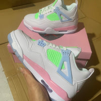 Mid Top Sneakers, White Pink Green Colorway, Valentine Design, Lace Up Design, Casual Gift for Sneaker Fans