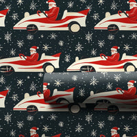 Vintage Car Holiday Wrapping Paper, Retro Race Car Santa Wrapping Paper, Christmas Racing Gift Wrapping Paper, Festive Motorsport Gift Wrap