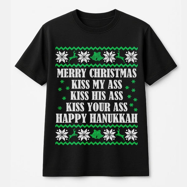 Ugly Sweater Style Christmas Shirt, Humorous Christmas T-Shirt, Sarcastic Xmas Party T-Shirt, Retro Christmas Graphic Tee, Ho