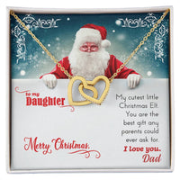 Christmas Heart Necklace, To Daughter from Dad Interlocking Hearts Necklace, Cubic Zirconia Pendant Necklace, Sentimental Keepsake Present