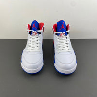 High Top Sneakers, Blue White Red Colorway, Leather Footwear, Lace Up Design, Casual Gift for Sneaker Fans