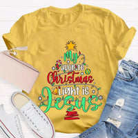 Christian Christmas T-Shirt, My Favorite Christmas Light Is Jesus Shirt, Religious Holiday Graphic Tee, Jesus Christmas Light Faith Shirt