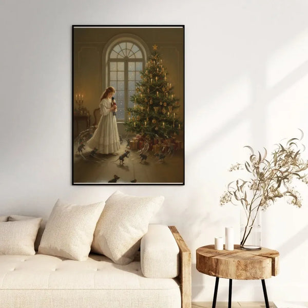 Clara and Mouse King Scene Poster, Nutcracker Ballet Wall Art, Christmas Holiday Fine Art Print, Winter Nutcracker Storybook 