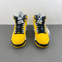High Top Sneakers, Yellow White Colorway, Leather Footwear, Lace Up Design, Casual Gift for Sneaker Fans
