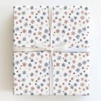 Navy Blue and Rust Gift Wrap, Modern Snowflake Wrapping Paper, Winter Snowflake Wrapping Paper, Elegant Christmas Wrapping Paper Roll