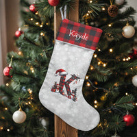 Buffalo Plaid Letter Stocking, Personalized Monogram Christmas Stocking, Custom Initial Holiday Stocking, Rustic Family Xmas Stocking