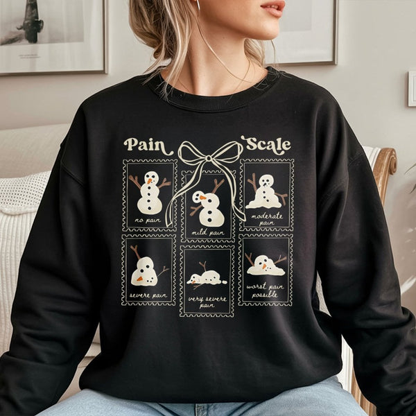 Medical Christmas Holiday Sweater, Snowman Pain Scale Sweatshirt, Humorous Nurse Crewneck, Adorable Doctor Pullover, Healthca