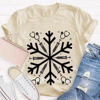 Snowflake Holiday Graphic Tee, School Nurse Christmas T-Shirt, Winter RN Nurse Shirt, Festive Hospital Staff Tee, Nurse Xmas Present