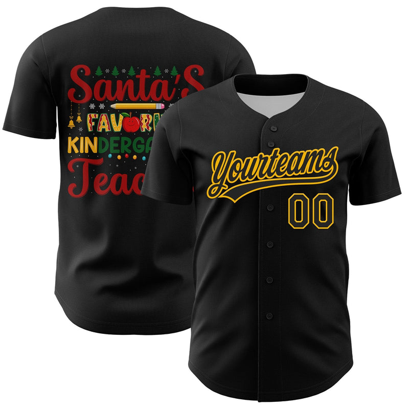 Custom Christmas Baseball Shirt, Santa's Favorite Kindergarten Teacher Baseball Jersey, Stitched Holiday Jersey, Teacher Xmas Sports Present