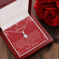 Medical Ribbon Pendant Necklace, Doctor Christmas Necklace, 14k White Gold Over Stainless Steel Jewelry, Meaningful Holiday Present for Doctor