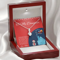 Christmas Message Card Pendant, To My Daughter Necklace, 14k White Gold Over Stainless Steel, Meaningful Holiday Jewelry Present from Mom