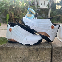 High Top Sneakers, White Gold Colorway, Lace Up Design, Casual Gift for Sneaker Fans
