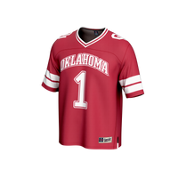 #1 Oklahoma Sooners Lightweight Collegiate Football Fashion Jersey - Crimson