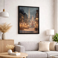 Eiffel Tower Winter Canvas Print, Paris Christmas Canvas Wall Art, Snowy Paris Landscape Wall Decor, Holiday Season Canvas Art, Winter Present
