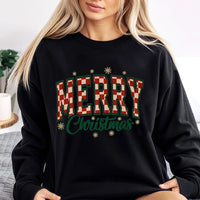Retro Varsity Holiday Sweatshirt, Red Checkerboard Merry Christmas Sweatshirt, Adorable Xmas Graphic Sweatshirt, Holiday Crewneck, Present for Her