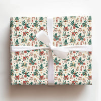 Retro Christmas Gift Wrap, Vintage Tree and Candy Cane Wrapping Paper, Traditional Holiday Wrapping Paper, Festive Winter Present Wrap