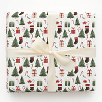Stocking Candy Cane Gift Wrap, Watercolor Christmas Tree Wrapping Paper, Traditional Holiday Wrapping Paper, Festive Gift Wrap Paper Roll