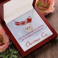 Cubic Zirconia Two Heart Pendant, Christmas Eve Interlocking Hearts Necklace, Surgical Steel Holiday Jewelry