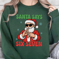 Humorous Gangster Santa Christmas Sweater, Santa Says Six Seven Sweatshirt, Retro Hip Hop Santa Crewneck, Holiday Season Humor Present