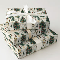 Vintage Street Scene Holiday Gift Wrap, Victorian Christmas Village Wrapping Paper, Nostalgic Xmas Wrapping Paper, Elegant Gift Wrap Roll