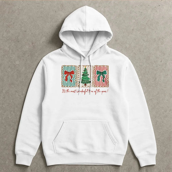 Coquette Holiday Sweatshirt, Retro Christmas Tree Hoodie, Most Wonderful Time Pullover, Festive Winter Christmas Tree Hoodie,