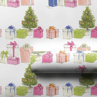 Watercolor Holiday Presents Gift Wrap, Christmas Tree Wrapping Paper, Festive Colorful Xmas Tree Gift Wrapping Paper, Winter Present Wrap