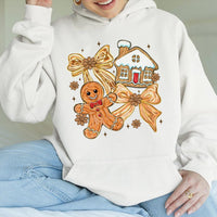 Coquette Christmas Bow Cookie Sweatshirt, Gingerbread Hoodie, Adorable Aesthetic Holiday Pullover, Winter Gingerbread Present for Her