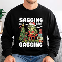 Humorous Christmas Frog Sweatshirt, Sagging but Still Gagging Sweatshirt, Adult Humor Xmas Crewneck, Retro Holiday Gag Present Frog Sweatshirt