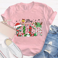 Custom Name Holiday Lights Tee, Personalized Christmas Snowman T-Shirt, Adorable Winter Xmas Shirt, Matching Family Christmas Tee Shirt Present