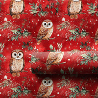 Woodland Bird Gift Wrap, Watercolor Owl Wrapping Paper, Red Christmas Wrapping Paper, Pinecone Gift Wrap, Winter Holiday Wrapping Paper