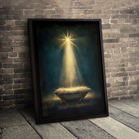 Star of Bethlehem Manger Canvas Print, Nativity Scene Canvas Wall Art, Holy Family Christmas Wall Decor Canvas, Christian Holiday Present
